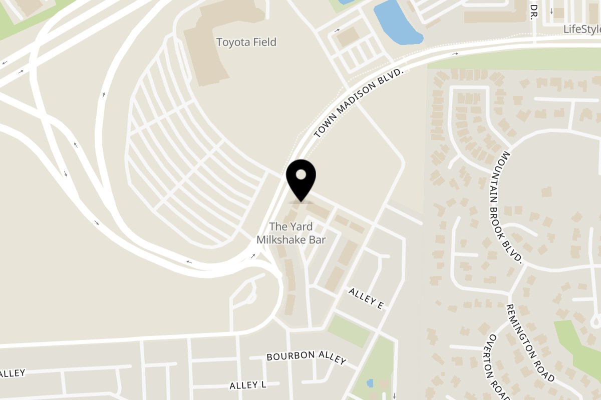 Map showing the location of SaZa Serious Italian Madison on 501 Town Madison Blvd in Madison